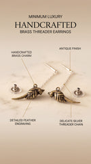 Bird Charm Brass Chain Earrings