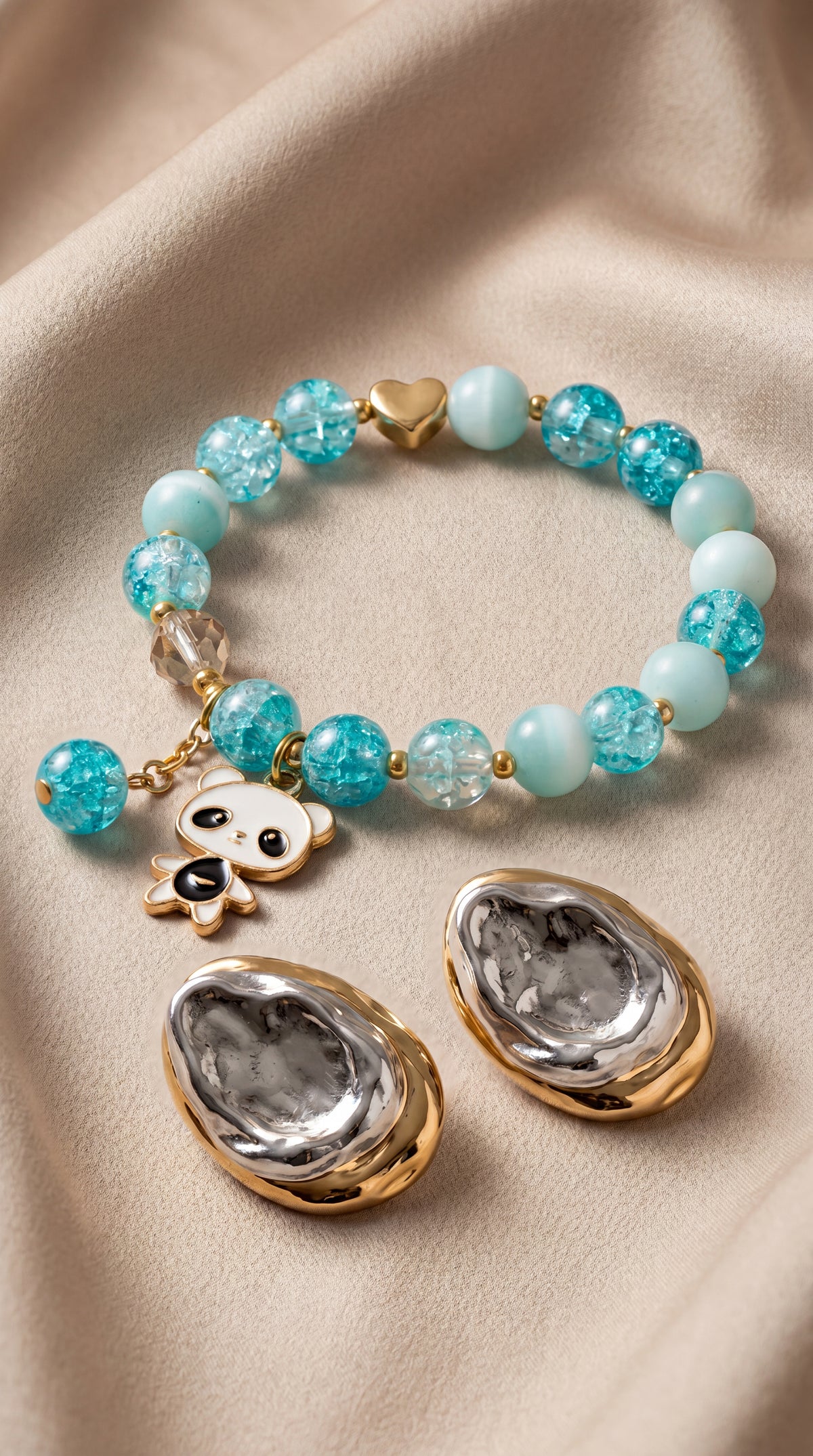 Blue Charm Bracelet Set (Bracelet + Earrings)
