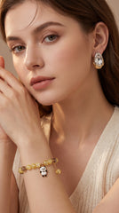 Yellow Panda Charm Set (Bracelet + Earrings)