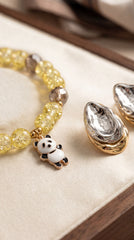 Yellow Panda Charm Set (Bracelet + Earrings)