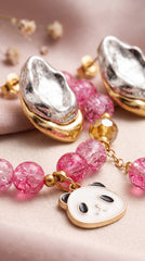 Pink Panda Charm Set (Bracelet + Earrings)