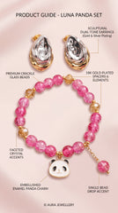 Pink Panda Charm Set (Bracelet + Earrings)