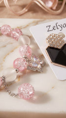 Pink Butterfly Charm Set (Bracelet + Earrings)