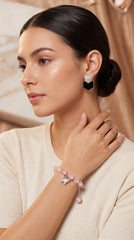 Pink Butterfly Charm Set (Bracelet + Earrings)