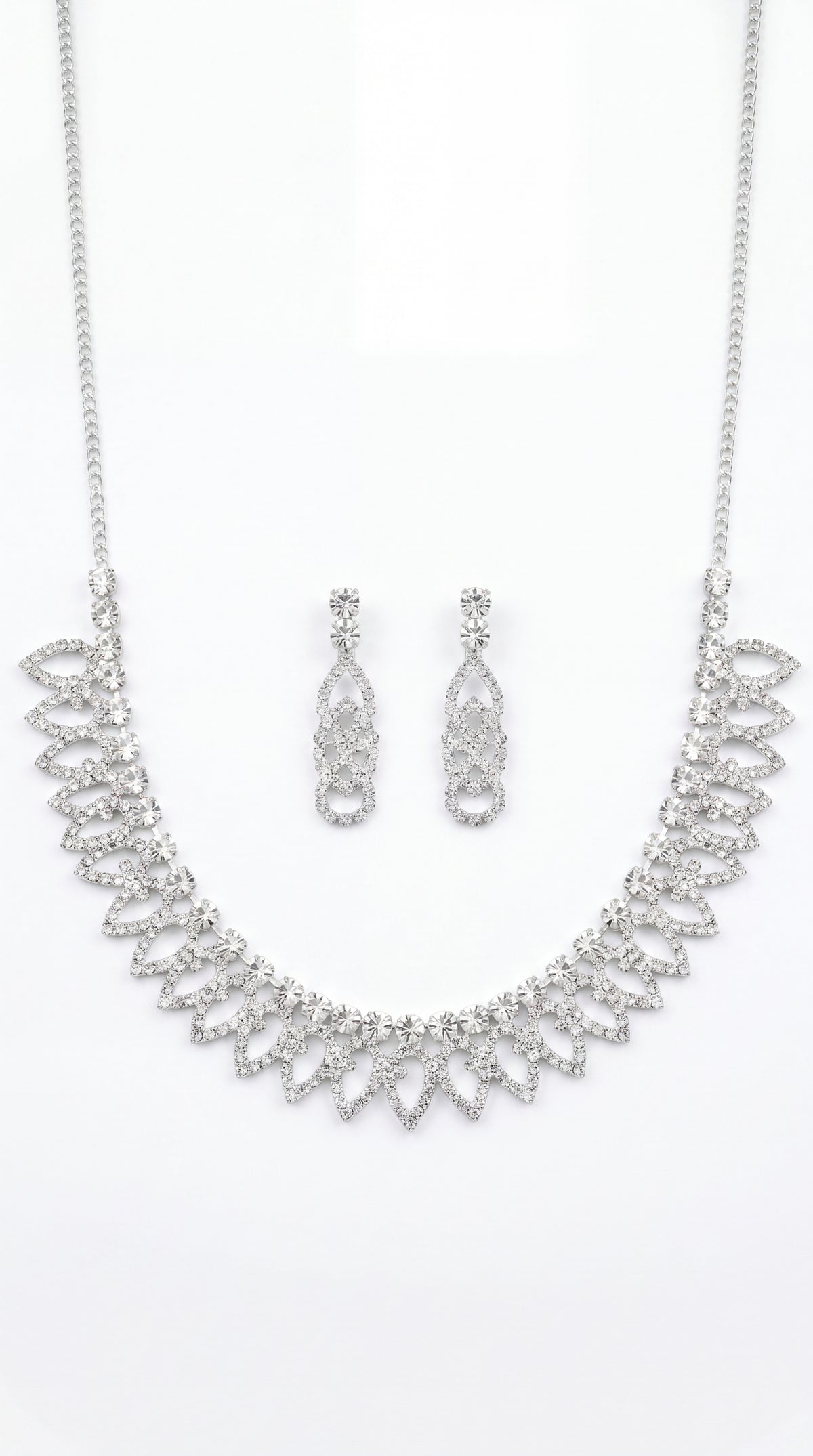 Classic Crystal Statement Necklace Set with Earrings