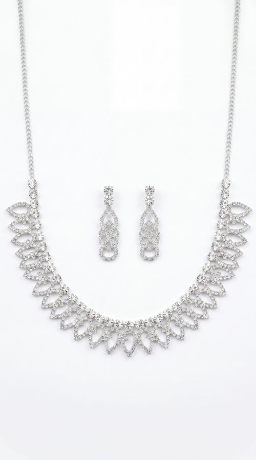 Classic Crystal Statement Necklace Set with Earrings