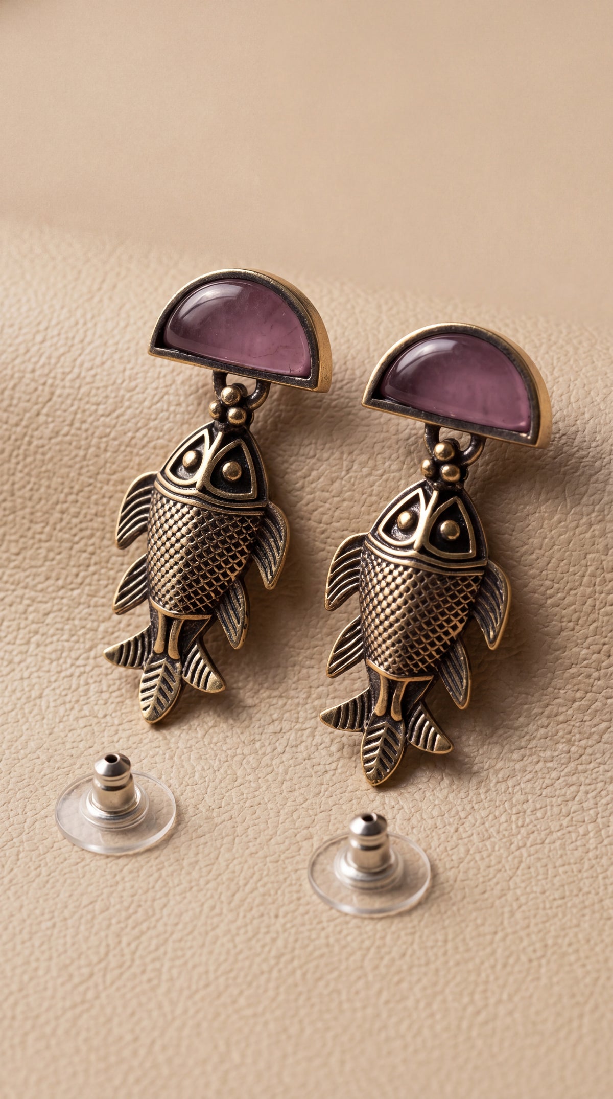 Brass Mushroom Drop Earrings