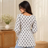 Ivory Bloom Printed Short Kurti