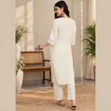 Ivory Embroidered White Kurta Pant Set