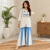 Ivory & Blue Floral Panel Co-ord Set