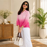 Pink Ombre Cotton Button-Down Shirt