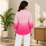 Pink Ombre Cotton Button-Down Shirt