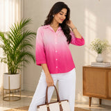 Pink Ombre Cotton Button-Down Shirt