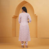 White Floral Printed Kurta Pant Set with Matching Dupatta