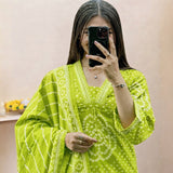 Lime Green Bandhani Printed Suit Set with Dupatta