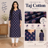 Women’s Navy Blue Floral Printed Straight Kurti