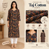 Women’s Navy Blue Floral Printed Straight Kurti