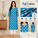 Women’s Teal Blue Floral Printed Straight Kurti