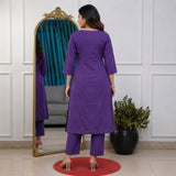 Women’s Purple Chikankari Angrakha Kurta Set with Matching Pants