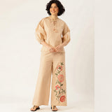 Women’s Beige Floral Embroidered Co-ord Set