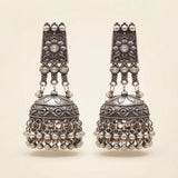 Oxidised Floral Dome Jhumka Earrings