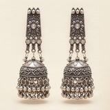 Oxidised Floral Dome Jhumka Earrings