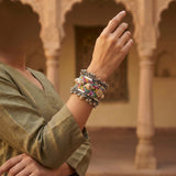 Multicolor Beaded Oxidised Statement Bracelet