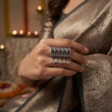 Rang Mahal Multicolor Stone Oxidised Statement Ring