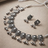 Oxidised Silver Owl Necklace Set