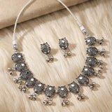 Oxidised Silver Owl Necklace Set