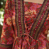 Maroon Floral Heritage Taj Cotton Peplum Short Kurti