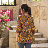 Heritage Bloom Mustard Taj Cotton Printed Peplum Kurti