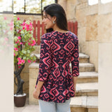 Rosewood Charm Printed Taj Cotton Peplum Short Kurti