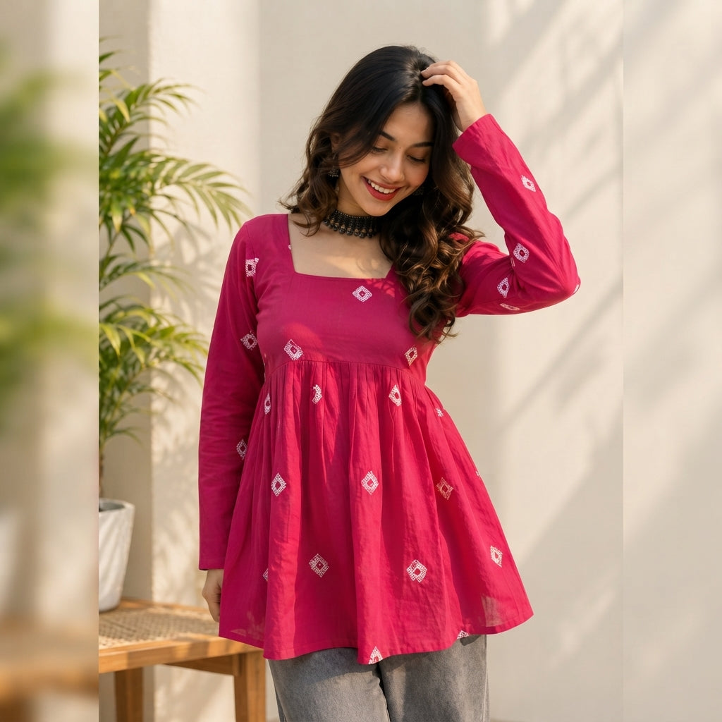 Rani Bloom Printed Short Kurti