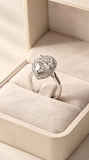 Zelya Pear Halo Statement Ring for Women | Pear-Cut Crystal Adjustable Ring | Silver Finish Cocktail Ring