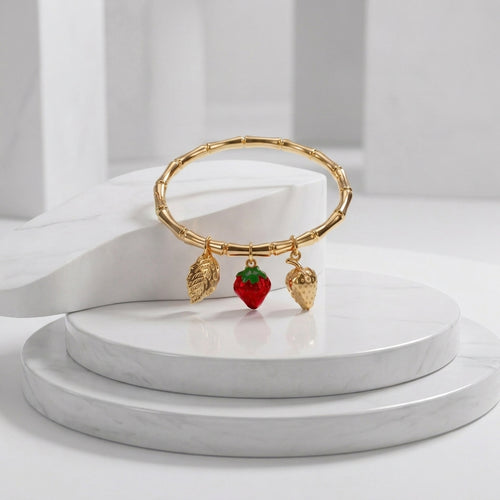 Berry Bloom Charm Gold Bracelet