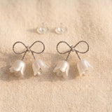 Lily Bow Pearl Korean Earrings