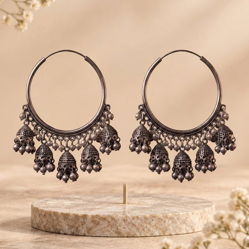 Moonlight Oxidised Jhumkas