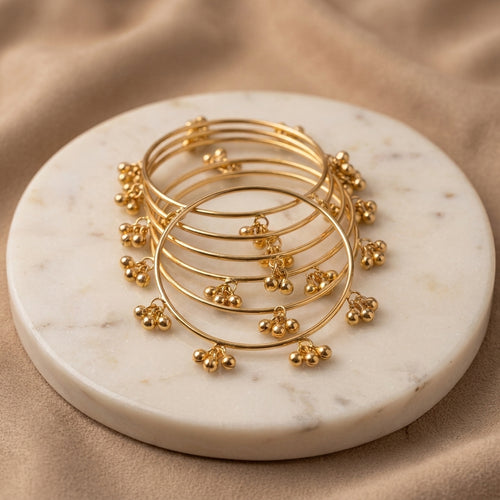 Zelya Kashmiri Ghungroo Gold Bangle Set (8 Pieces) | Traditional Ethnic Bangles