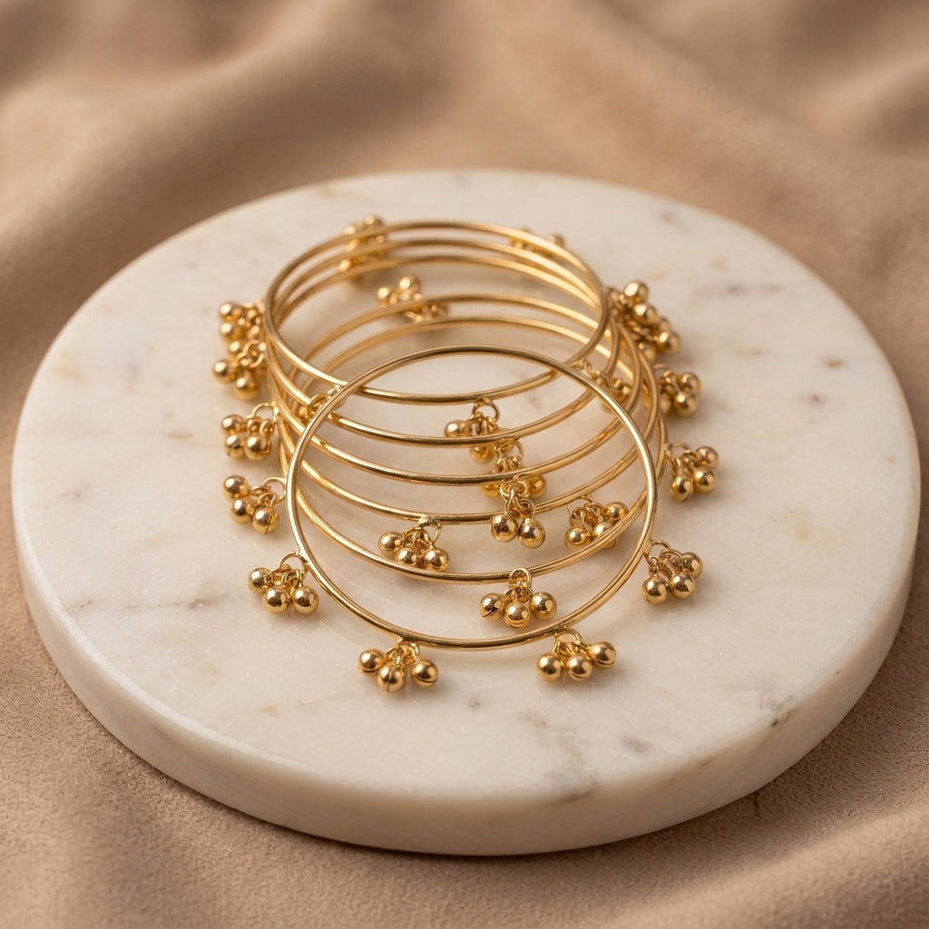 Zelya Kashmiri Ghungroo Gold Bangle Set (8 Pieces) | Traditional Ethnic Bangles