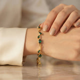 Zelya Anti-Tarnish Emerald Tulip Bracelet for Women | Gold Plated Green Crystal Bracelet