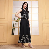 Women’s Black Co-ord Set with Contrast Chevron Detailing