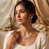 Floral Crystal Necklace Set with Earrings