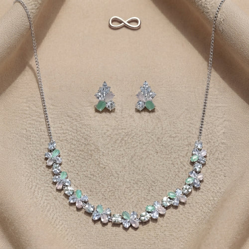 Delicate Pastel Crystal Necklace Set with Earrings