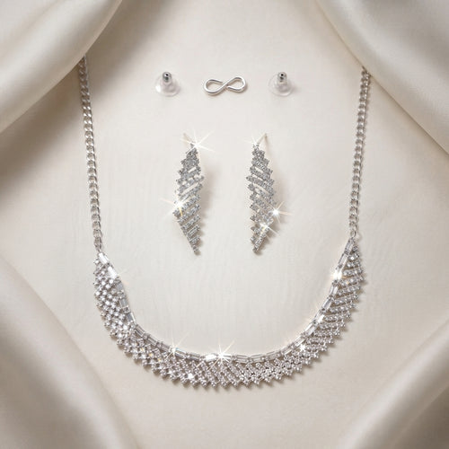 Diamond Finish Necklace Set with Earrings