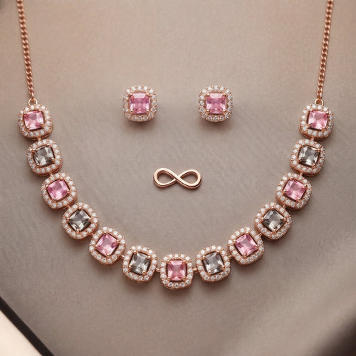 Pastel Crystal Necklace Set with Earrings