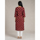 Women’s Maroon Floral Printed Straight Kurti