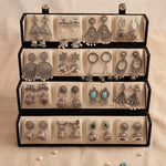 Set of 16 Oxidized Designer Earrings with Premium Folding Jewelry Box | Zelya