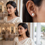 Zelya Elegant 3 Pair Earrings Gift Set for Women | Crystal Studs, Pearl Studs & Rose Gold Tulip Earrings