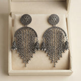 Oxidised Silver Chain Drop Earrings